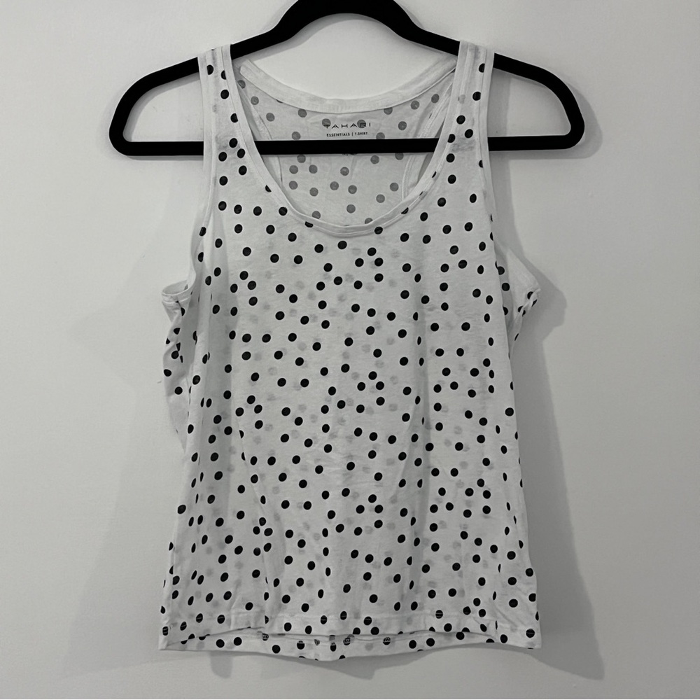 Tahari black and white polka dot tank t-shirt in EUC (almost never worn) so cute